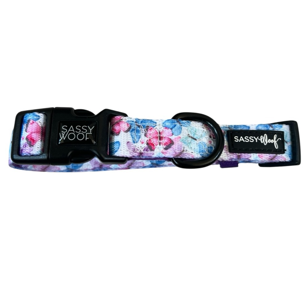 Sassy Woof Butterfly Floral  Dog Collar - Pink Blue Purple NWOT Sz Medium